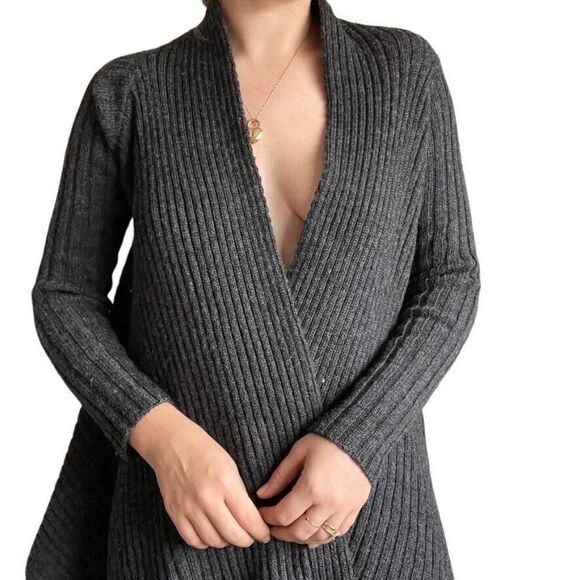 Peregrine Womens Charcoal Gray 100% Wool Chunky Ribbed Oversized Cardigan Sz S - Picture 9 of 9